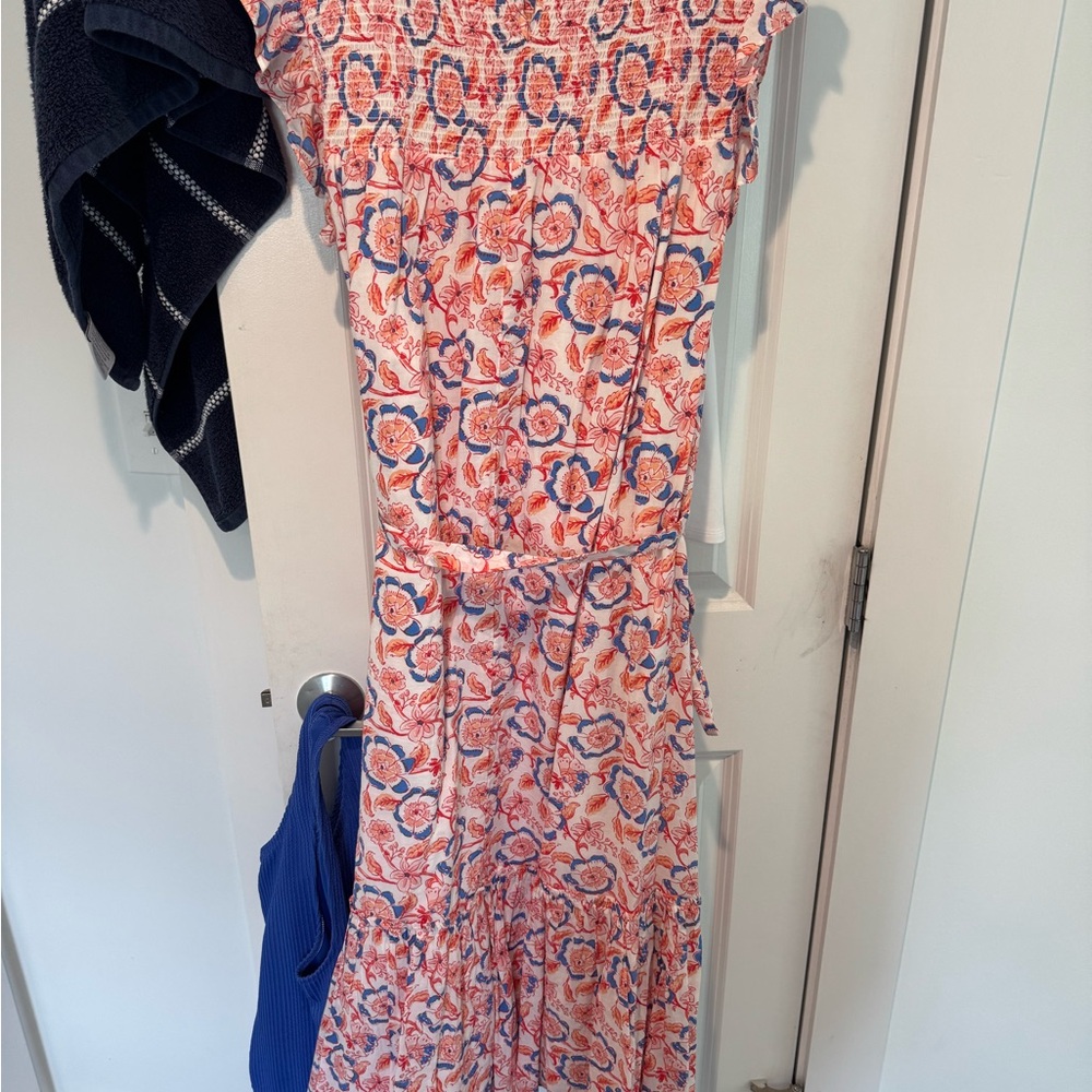 Vineyard Vines Pink and White Sleeveless Maxi Sundress